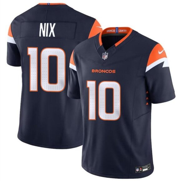 Mens Youths Kids Womens 10 Bo Nix Navy F.U.S.E. Vapor Limited Stitched Jersey